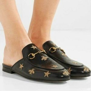 Gucci embroidered bee horsebit princetown slipper